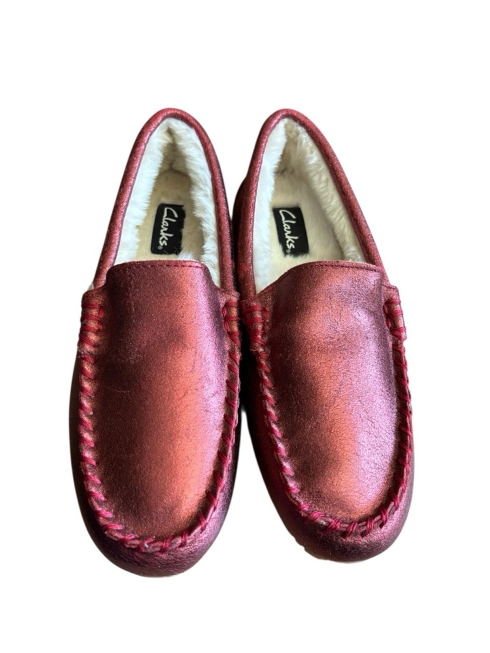 New Clarks Women's Faux Fur Lined Moccasin Shoes. 8M